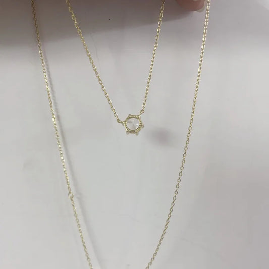 14K Gold Six Claw Solitaire Necklace