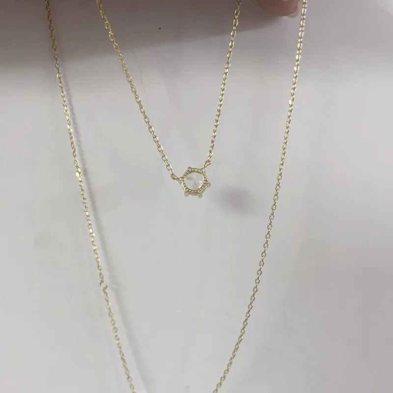 14K Gold Six Claw Solitaire Necklace